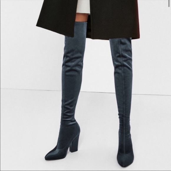 ZARA BLOGGERS FAV OVER THE KNEE VELVET BOOTS BRAND NEW WITH TAGS US 6.5 EUR 37 - Picture 2 of 14